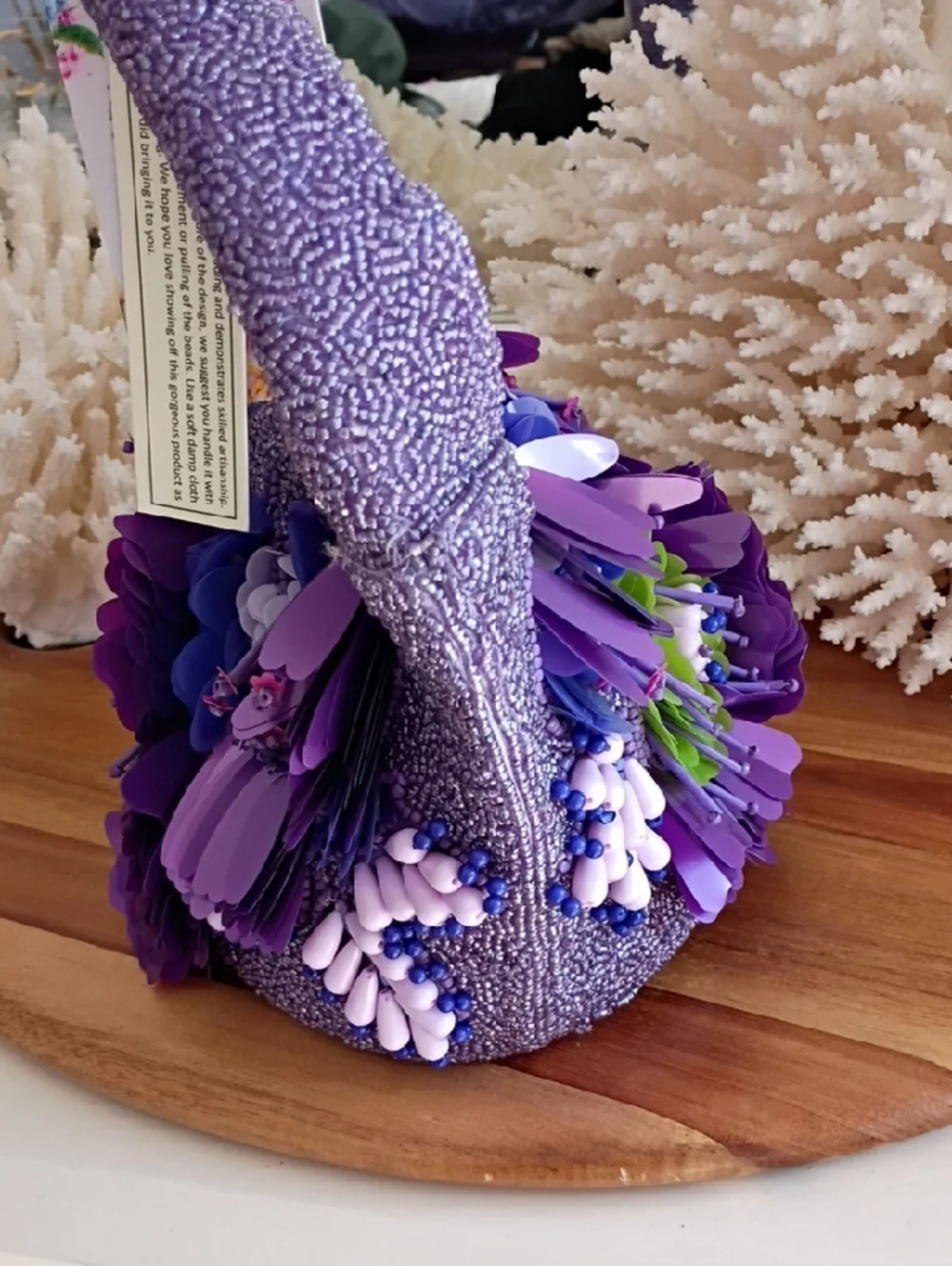 Lavender Floral Beaded Women’s Handbag ❤️NWT❤️ - Picture 6 of 11